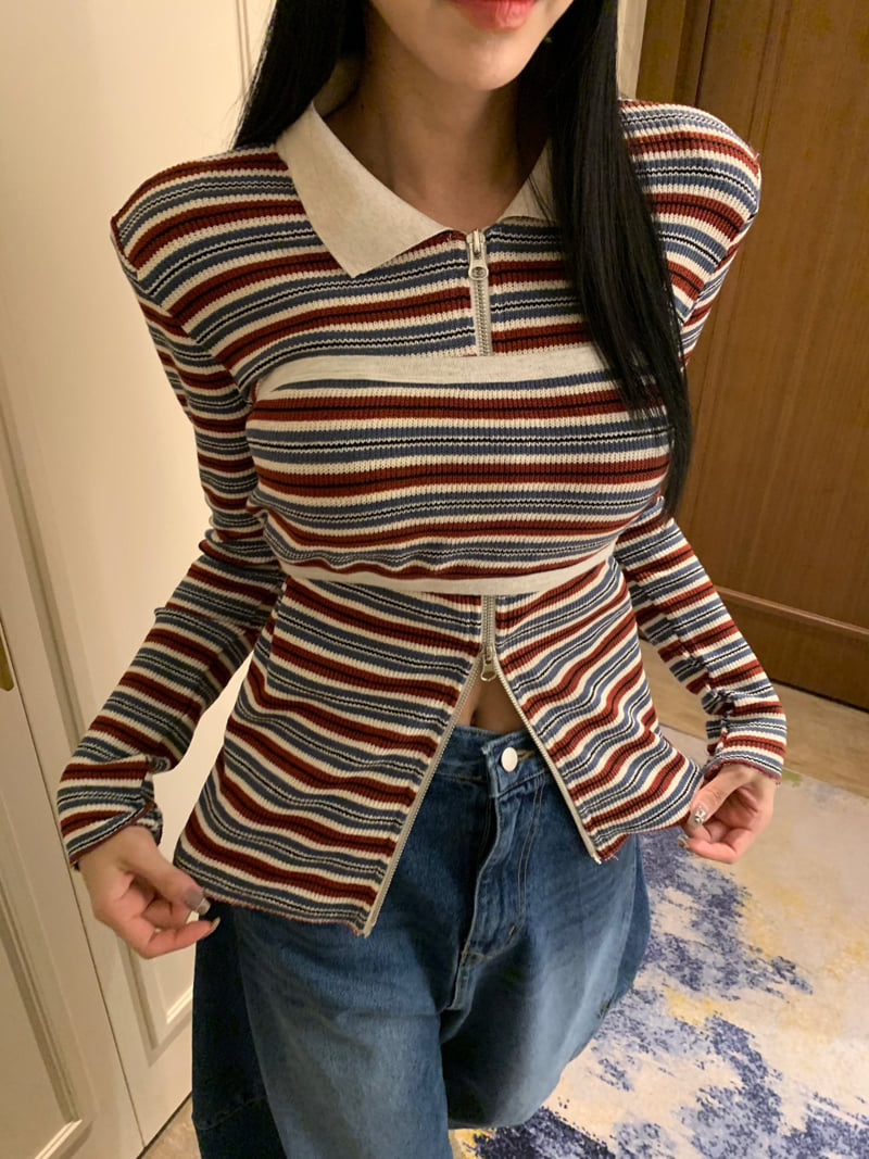 Badcalm - Korean Women Fashion - #vintageinspired - Dan Multi Zip-Up Set