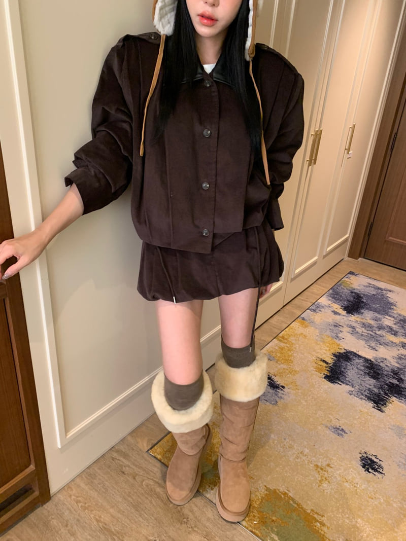 Badcalm - Korean Women Fashion - #vintagekidsstyle - Corduroy Pintuck Set - 6