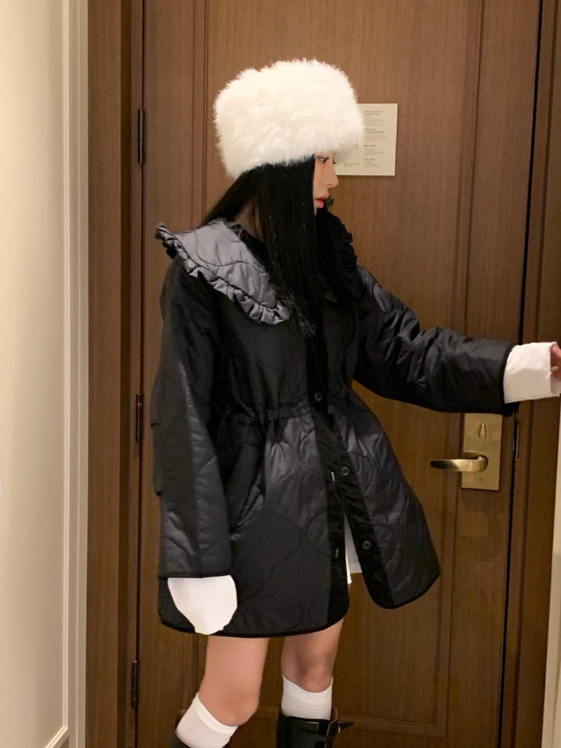 Badcalm - Korean Women Fashion - #vintagekidsstyle - Frill Quilted Jacket - 5