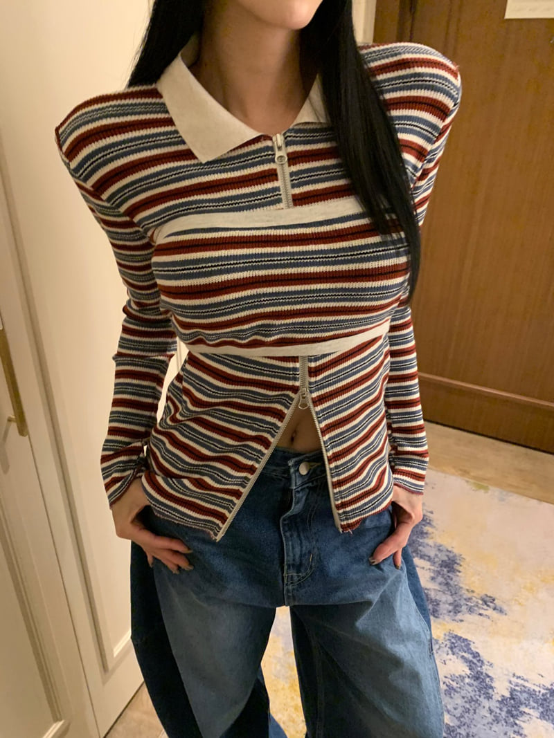 Badcalm - Korean Women Fashion - #vintagekidsstyle - Dan Multi Zip-Up Set - 2