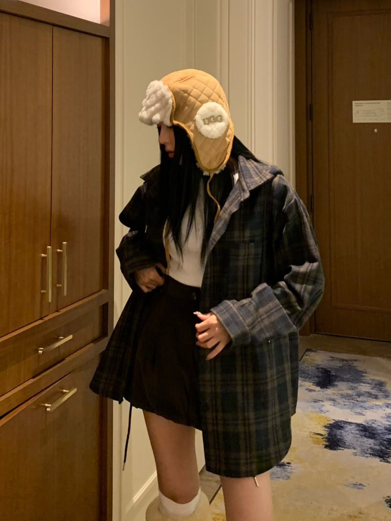 Badcalm - Korean Women Fashion - #womensfashion - Wool Check Hood Shirt - 7