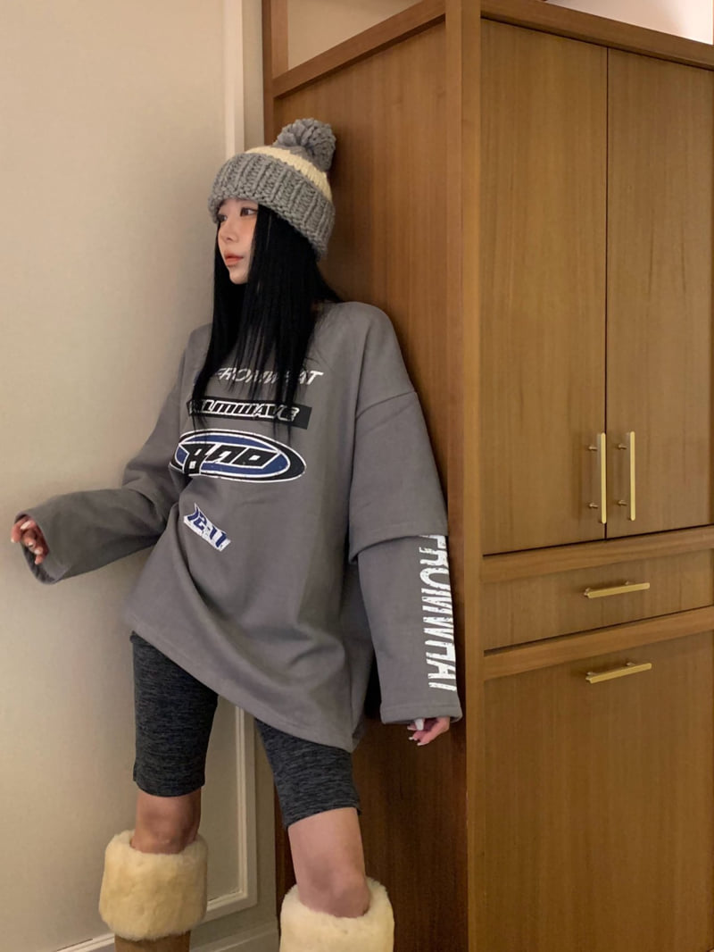 Badcalm - Korean Women Fashion - #womensfashion - Pig Fleece Layered Tee - 11