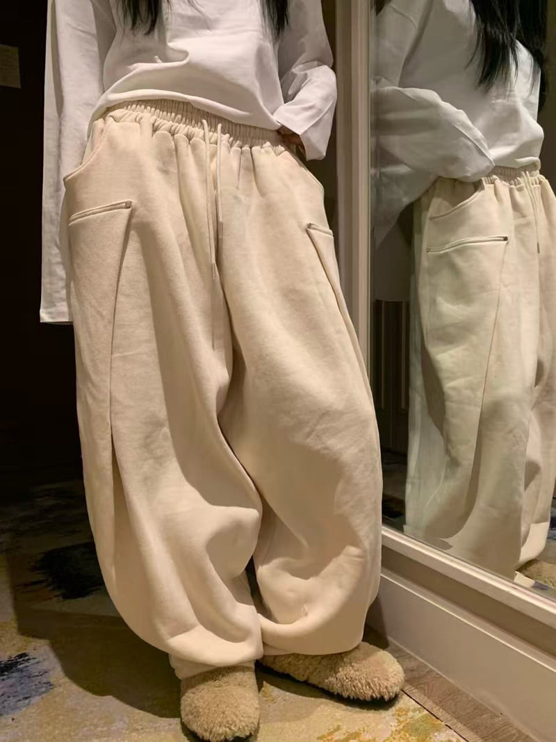 Badcalm - Korean Women Fashion - #momslook - Aladdin Double Fleece Pants - 4