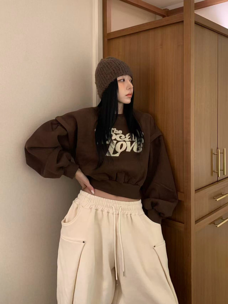 Badcalm - Korean Women Fashion - #womensfashion - Roll-Up Love Sweatshirt - 5
