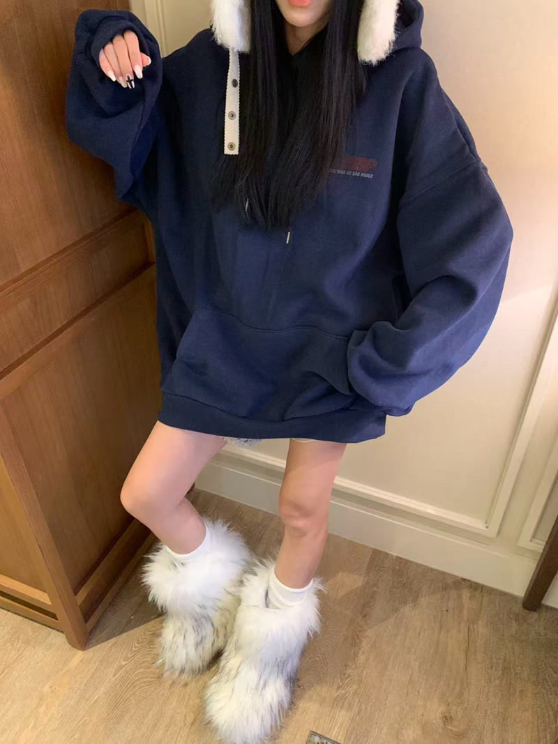 Badcalm - Korean Women Fashion - #womensfashion - Wonder Boxy Hoodie Tee - 5