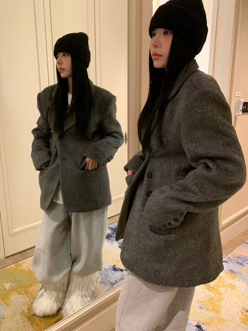Badcalm - Korean Women Fashion - #momslook - Mohair Two Way Jacket - 4