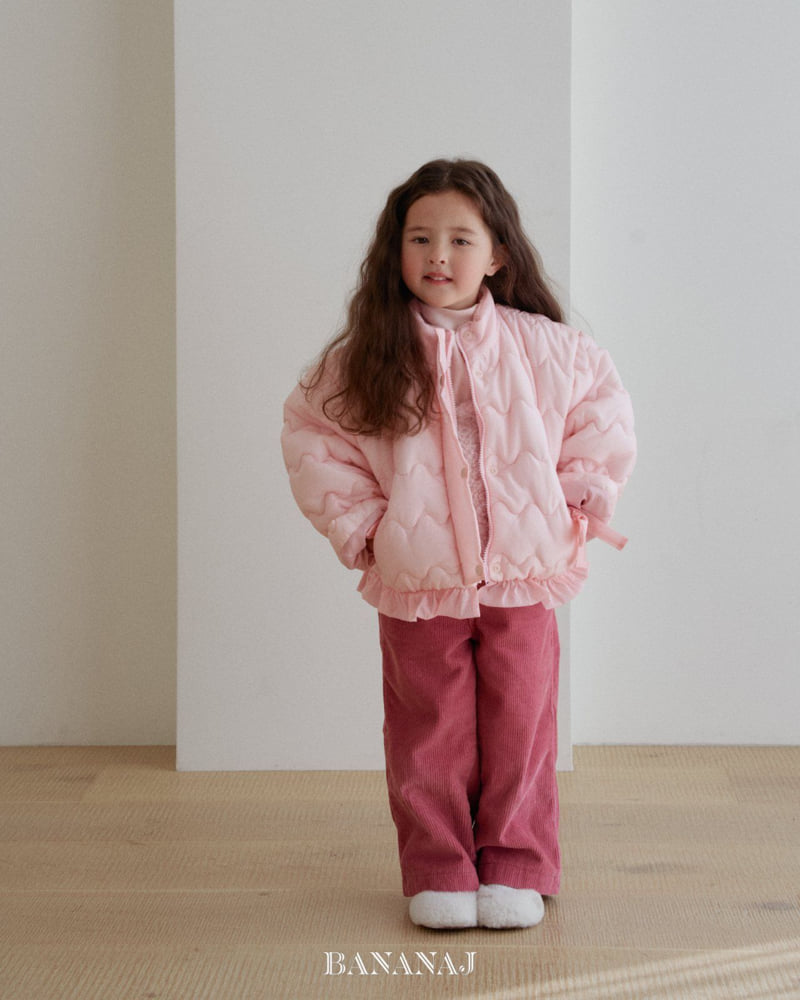 Banana J - Korean Children Fashion - #kidsshorts - Ribbon Wave Padded Jacket - 8