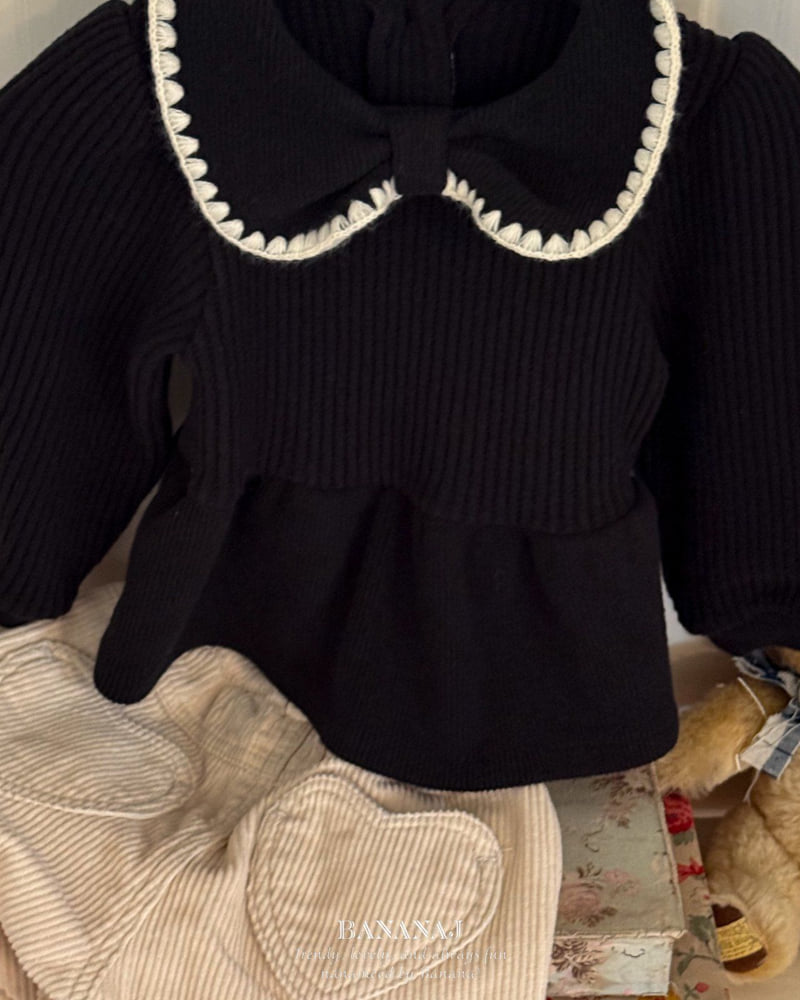 Banana J - Korean Children Fashion - #kidsshorts - Ribbon Waffle Collar Tee - 6