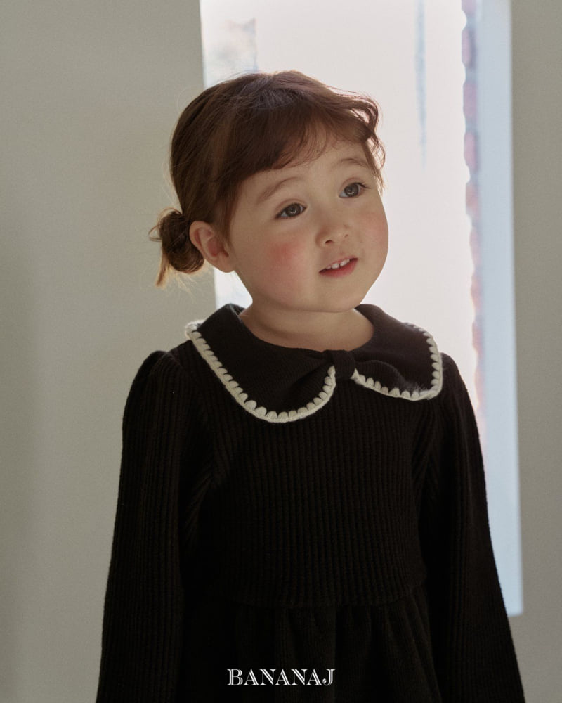 Banana J - Korean Children Fashion - #kidzfashiontrend - Ribbon Waffle Collar Tee - 8