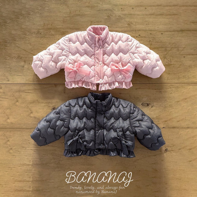 Banana J - Korean Children Fashion - #prettylittlegirls - Ribbon Wave Padded Jacket