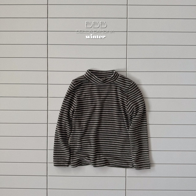Bella Bambina - Korean Baby Fashion - #babygirlfashion - Bebe Stripe Half Turtleneck Tee - 6