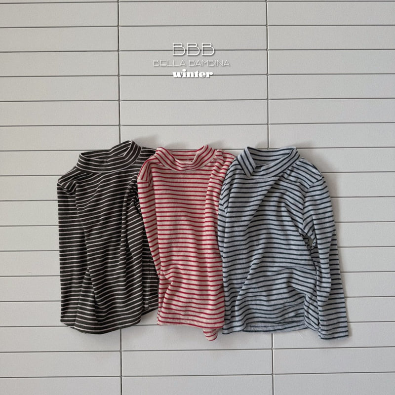 Bella Bambina - Korean Baby Fashion - #babyoutfit - Stripe Half Turtleneck Tee
