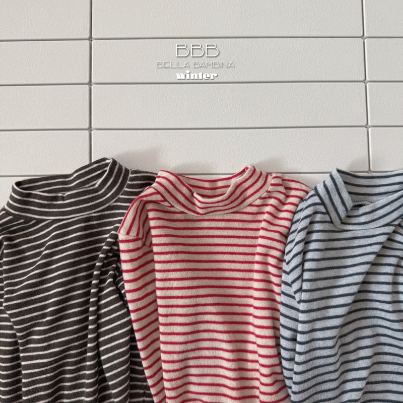 Bella Bambina - Korean Baby Fashion - #onlinebabyboutique - Stripe Half Turtleneck Tee - 4