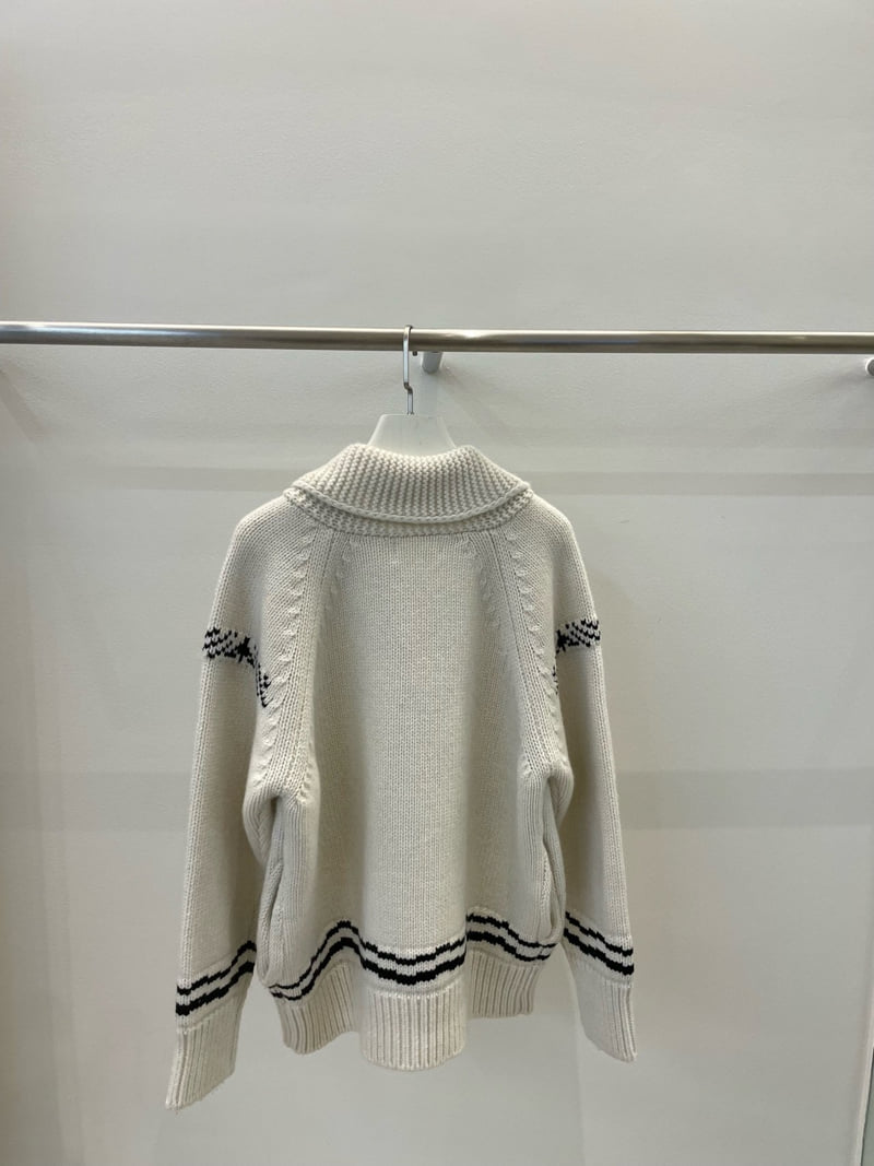Better - Korean Women Fashion - #momslook - Jacquard Knit Zip-Up - 2
