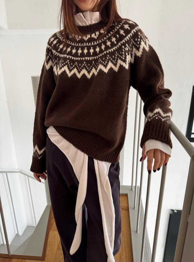 Better - Korean Women Fashion - #momslook - Nordic Round Knit - 10