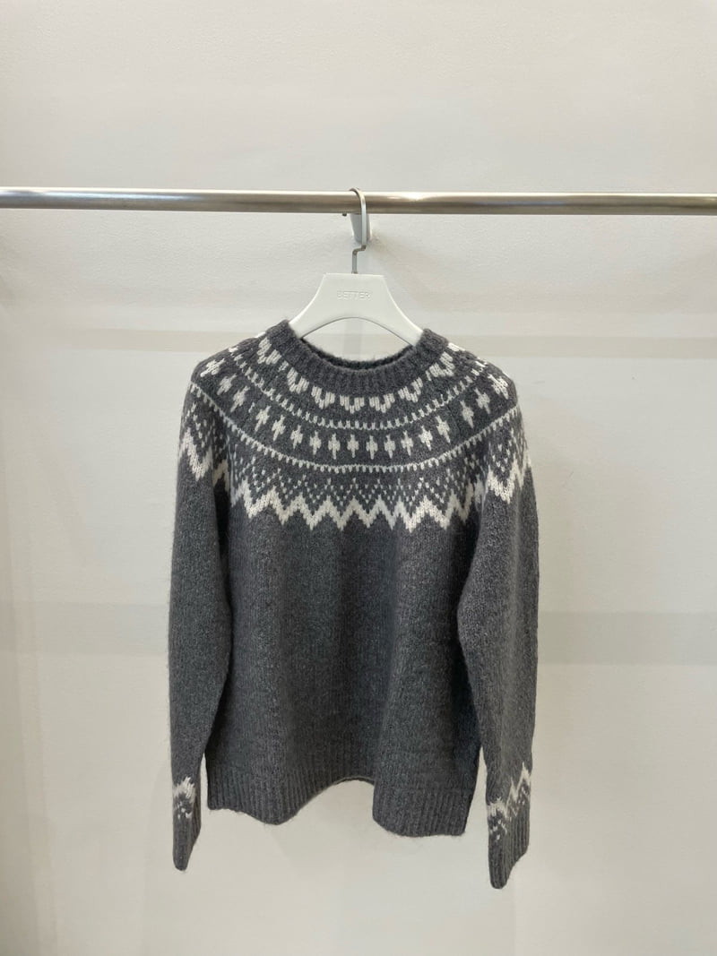 Better - Korean Women Fashion - #momslook - Nordic Round Knit - 3