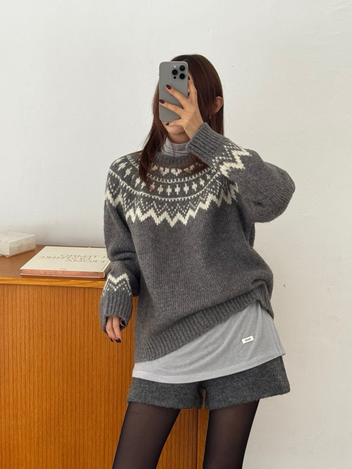 Better - Korean Women Fashion - #momslook - Nordic Round Knit - 7