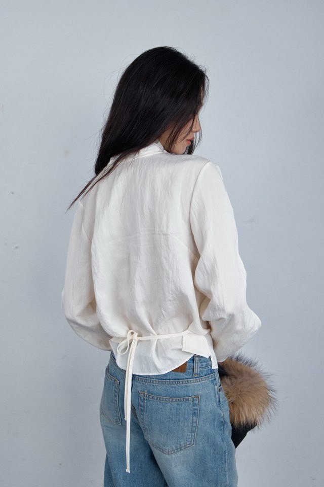 Better - Korean Women Fashion - #pursuepretty - Ranch Tie Blouse - 3