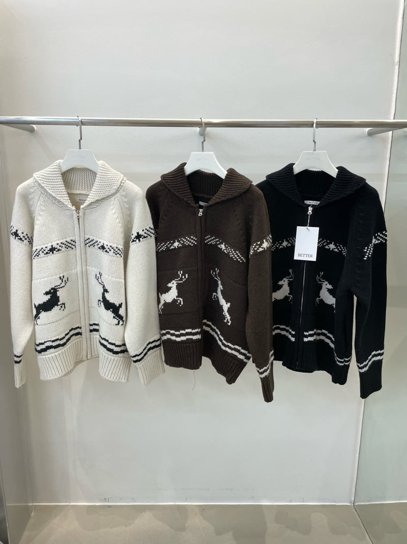 Better - Korean Women Fashion - #womensfashion - Jacquard Knit Zip-Up