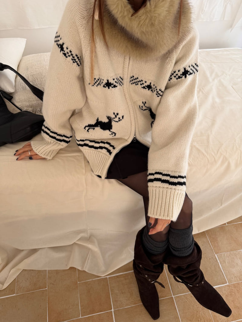 Better - Korean Women Fashion - #womensfashion - Jacquard Knit Zip-Up - 5
