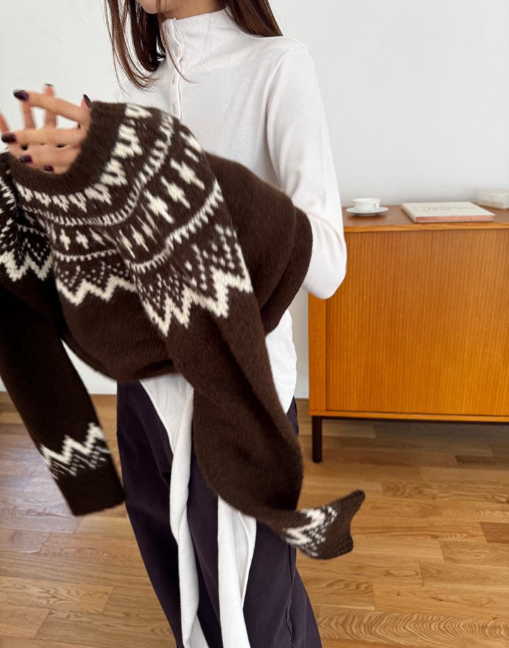 Better - Korean Women Fashion - #womensfashion - Nordic Round Knit - 12