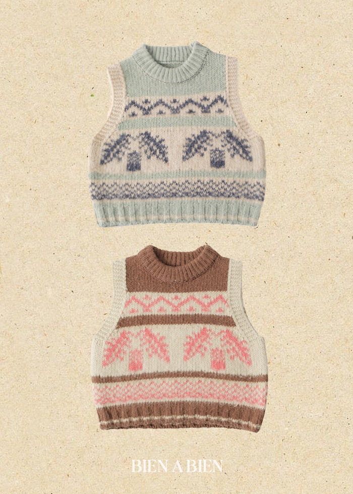 Bien A Bien - Korean Children Fashion - #childofig - Acorn Jacquard Knit Vest