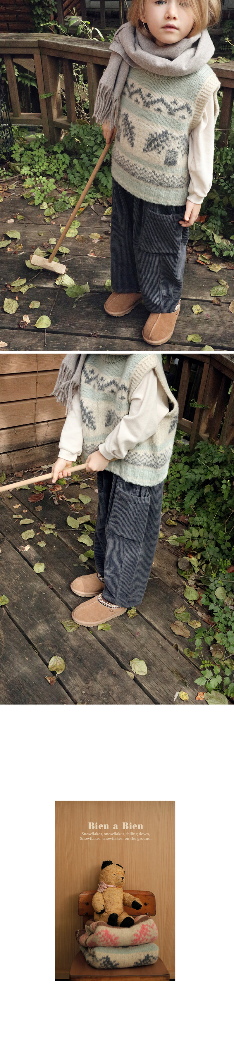 Bien A Bien - Korean Children Fashion - #childrensboutique - Acorn Jacquard Knit Vest - 3