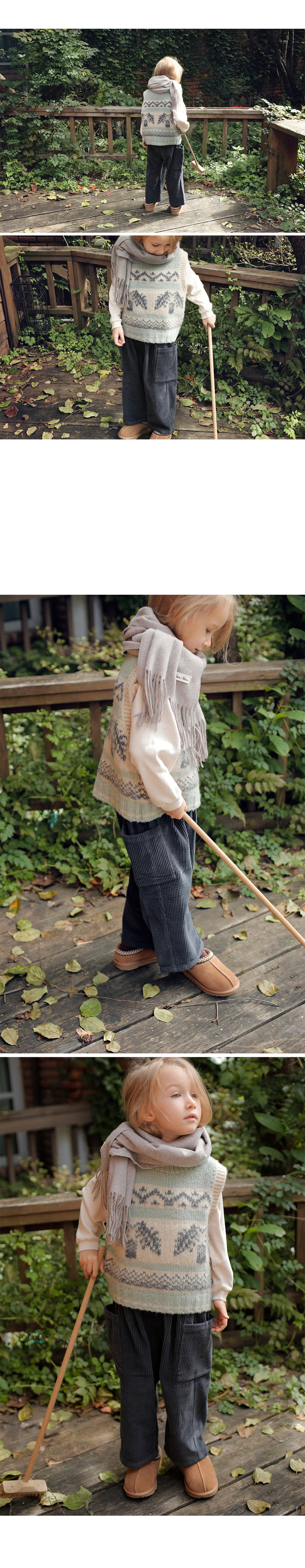 Bien A Bien - Korean Children Fashion - #childrensboutique - Acorn Jacquard Knit Vest - 4