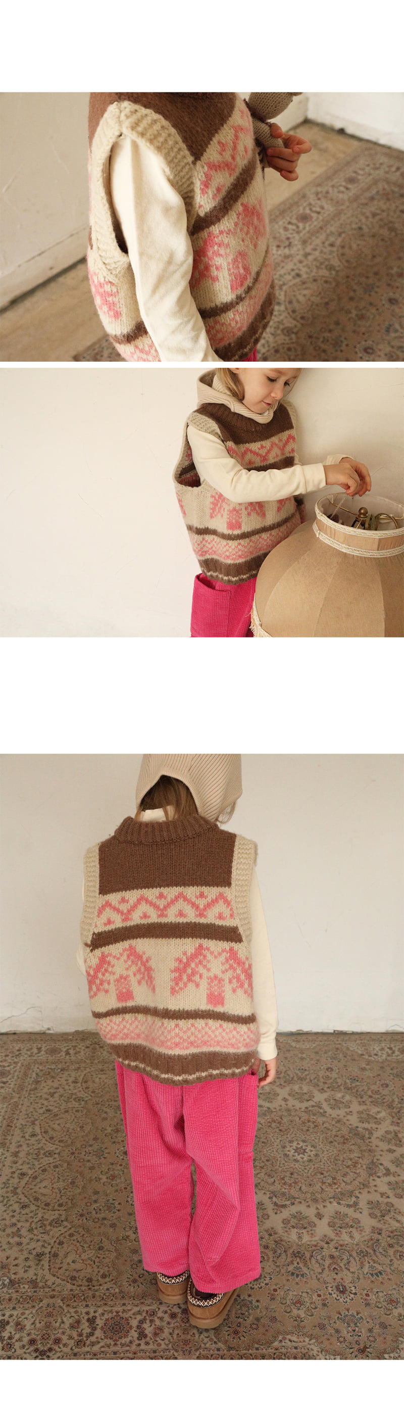 Bien A Bien - Korean Children Fashion - #kidsstore - Acorn Jacquard Knit Vest - 8