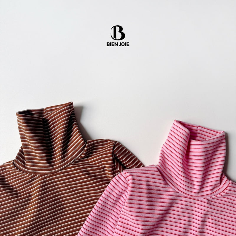 Bien Joie - Korean Children Fashion - #todddlerfashion - Herb Stripe Turtleneck - 2