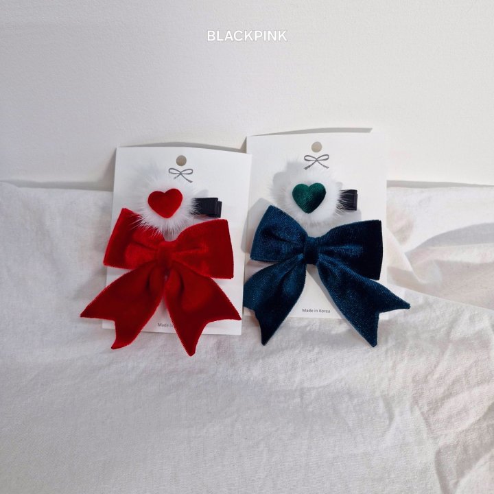 Black Pink - Korean Children Fashion - #Kfashion4kids - Velvet Ribbon Heart Set - 7