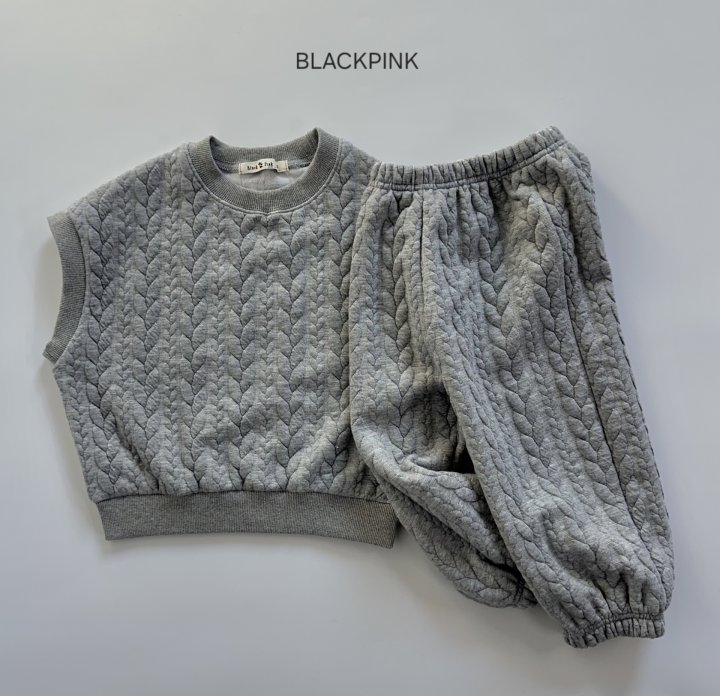 Black Pink - Korean Children Fashion - #Kfashion4kids - Quilted Cable Knit Set-up - 8
