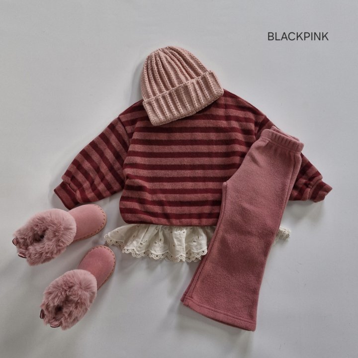 Black Pink - Korean Children Fashion - #Kfashion4kids - Striped Fleece Knit - 5