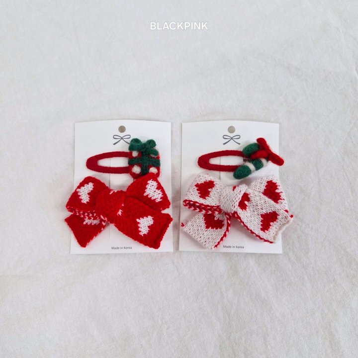 Black Pink - Korean Children Fashion - #childofig - Heart Knit Ribbon Set - 2
