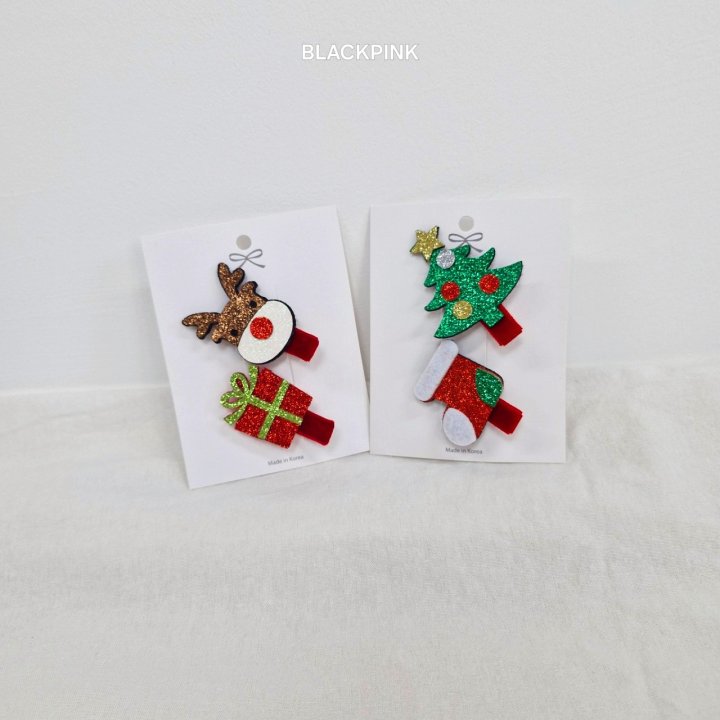 Black Pink - Korean Children Fashion - #childofig - X-mas Sparkle Hairpin Set - 2
