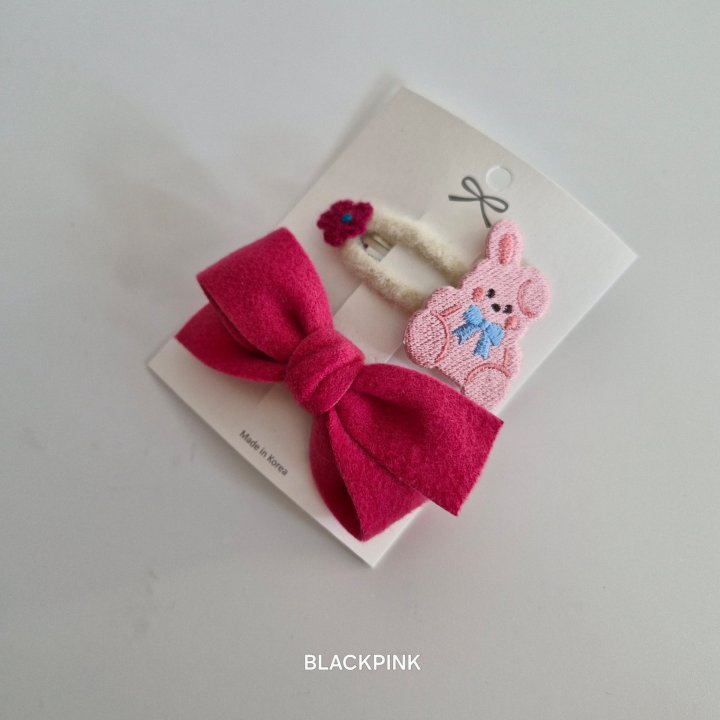 Black Pink - Korean Children Fashion - #childofig - Rabbit Embroidery Set (set of 2) - 3