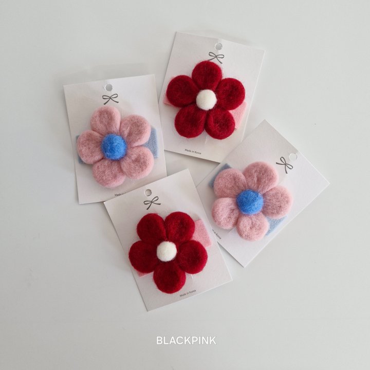 Black Pink - Korean Children Fashion - #childofig - Wool Large Flower Pin