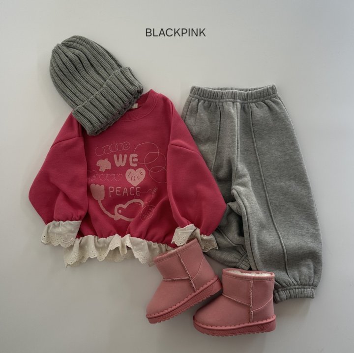 Black Pink - Korean Children Fashion - #childofig - PEACE Lace Sweatshirt - 9