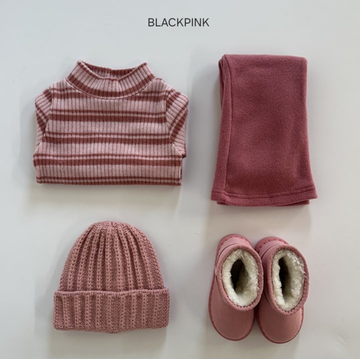Black Pink - Korean Children Fashion - #childofig - Fleece Knit Stripe Half Turtleneck - 6