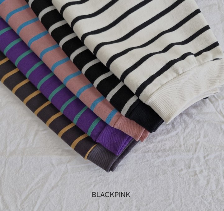 Black Pink - Korean Children Fashion - #childofig - Stripe Fleece Sweatshirt - 8