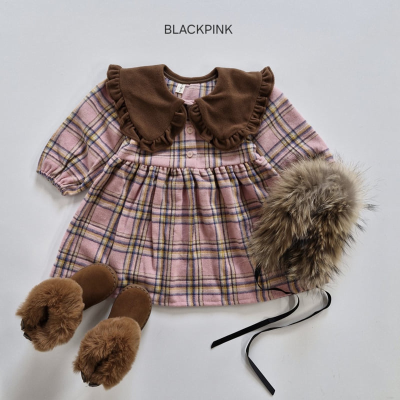 Black Pink - Korean Children Fashion - #prettylittlegirls - Christmas Check One-piece - 4