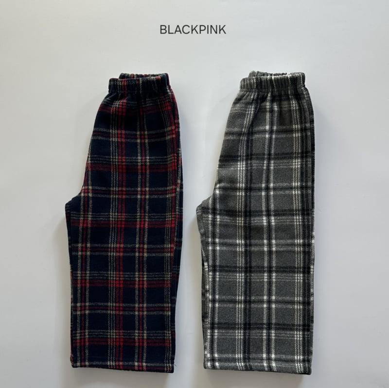 Black Pink - Korean Children Fashion - #childofig - Fleece Check Pants - 3