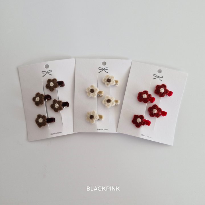 Black Pink - Korean Children Fashion - #childrensboutique - Knitted Mini Flower Set - 3