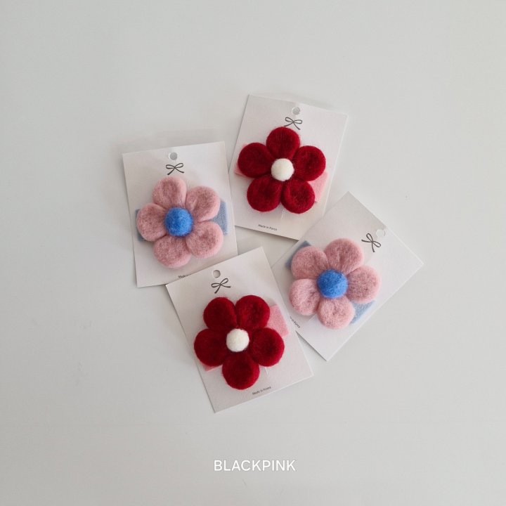 Black Pink - Korean Children Fashion - #childrensboutique - Wool Large Flower Pin - 2