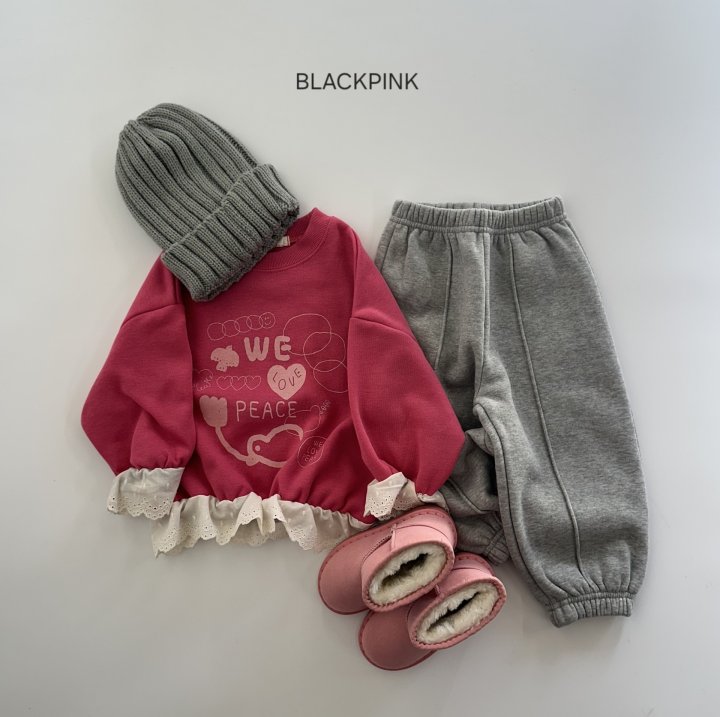 Black Pink - Korean Children Fashion - #childrensboutique - PEACE Lace Sweatshirt - 10