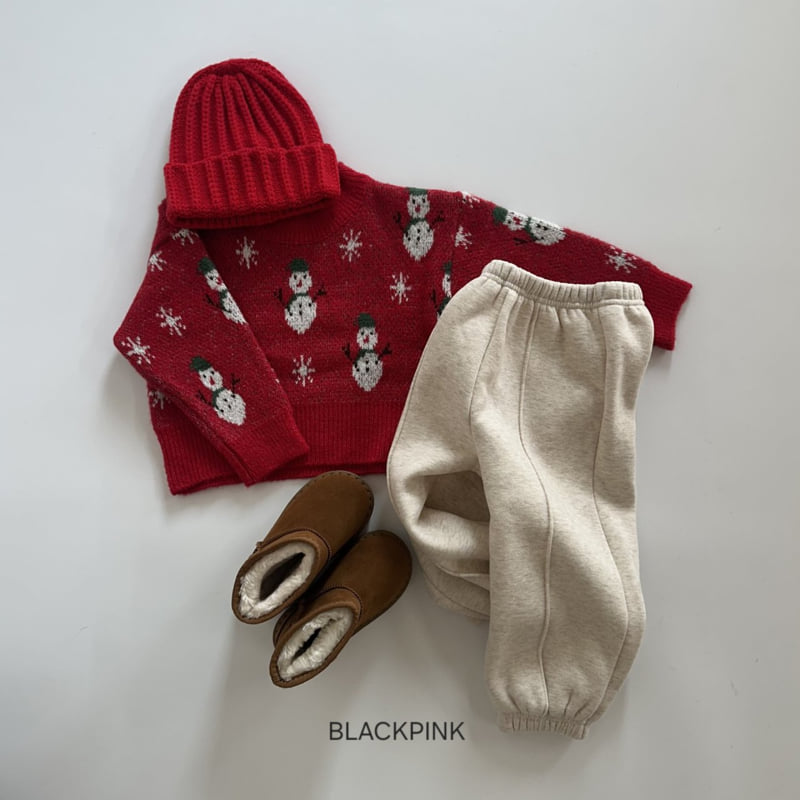 Black Pink - Korean Children Fashion - #childrensboutique - Winter Snowman Knit - 3