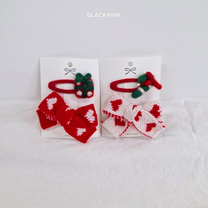 Black Pink - Korean Children Fashion - #designkidswear - Heart Knit Ribbon Set - 5