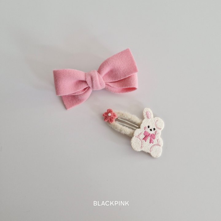 Black Pink - Korean Children Fashion - #designkidswear - Rabbit Embroidery Set (set of 2) - 5