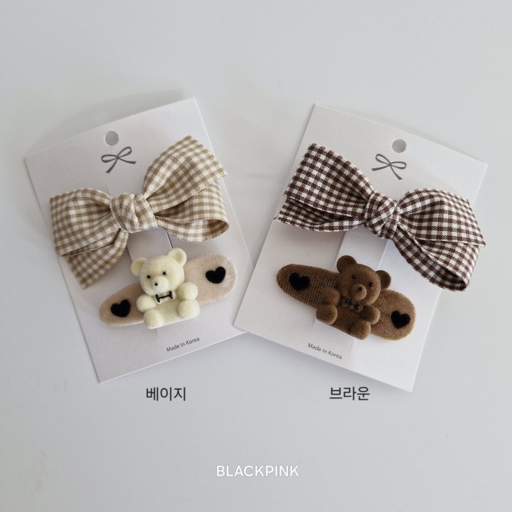Black Pink - Korean Children Fashion - #designkidswear - Check Bear Set - 2