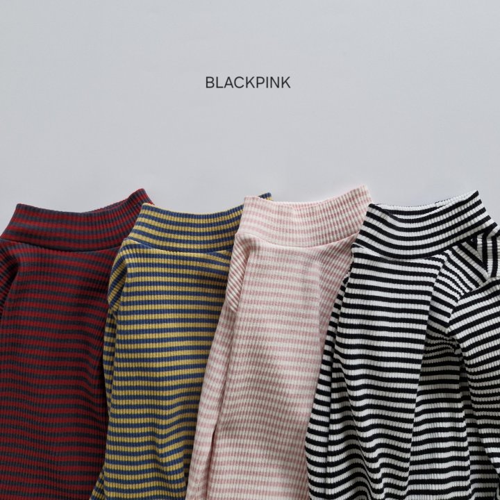 Black Pink - Korean Children Fashion - #designkidswear - Ribbed Stripe Half Turtleneck